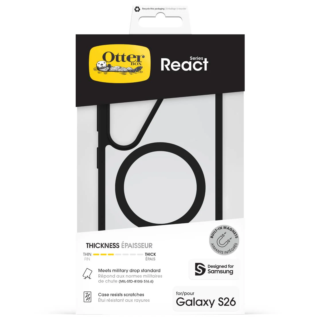 OtterBox React Case for Samsung Galaxy S26 (Black Crystal) - Image 5