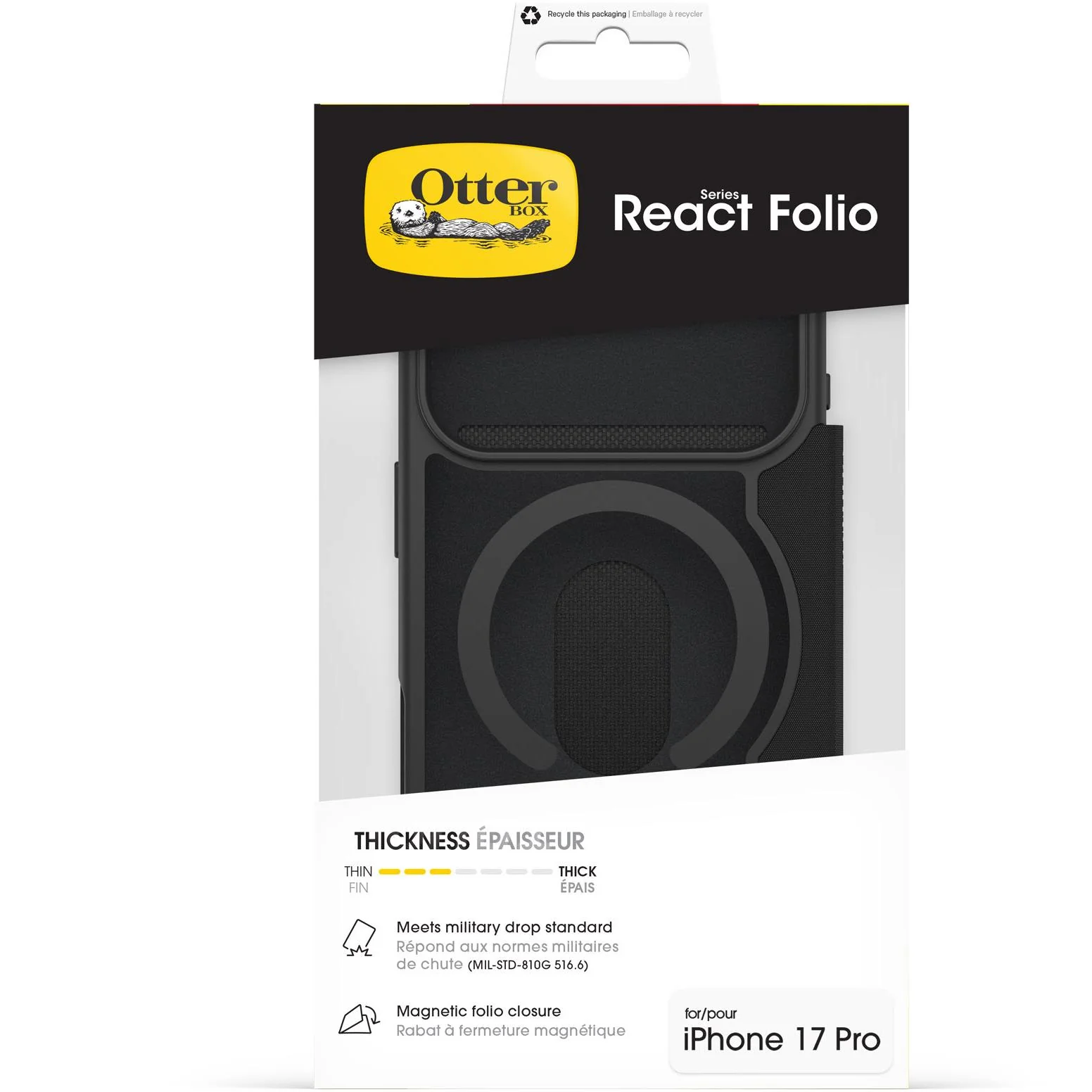 Otterbox React Folio MagSafe Case for iPhone 17 Pro (Black Crystal) - Image 6