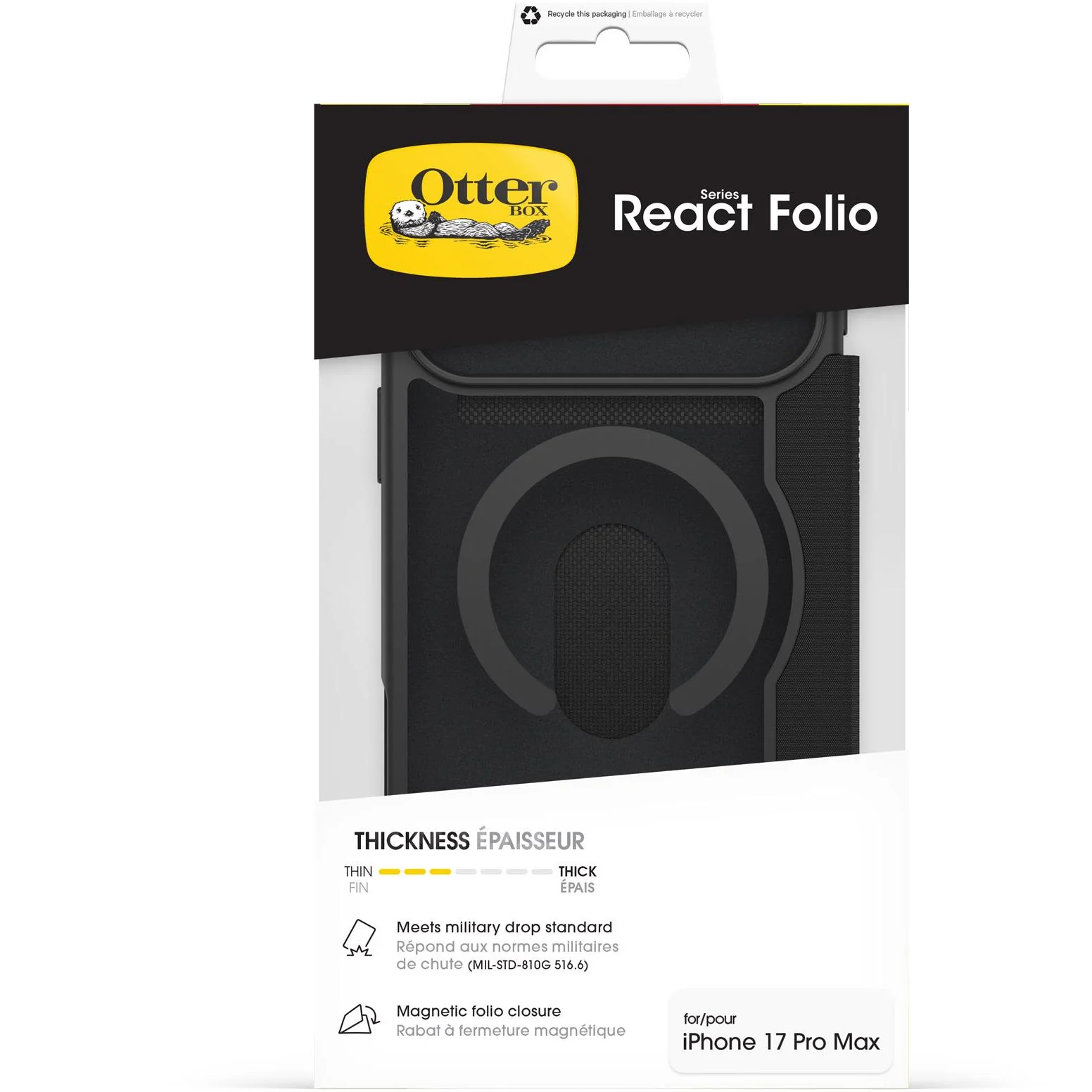 Otterbox React Folio MagSafe Case for iPhone 17 Pro Max (Black Crystal) - Image 3