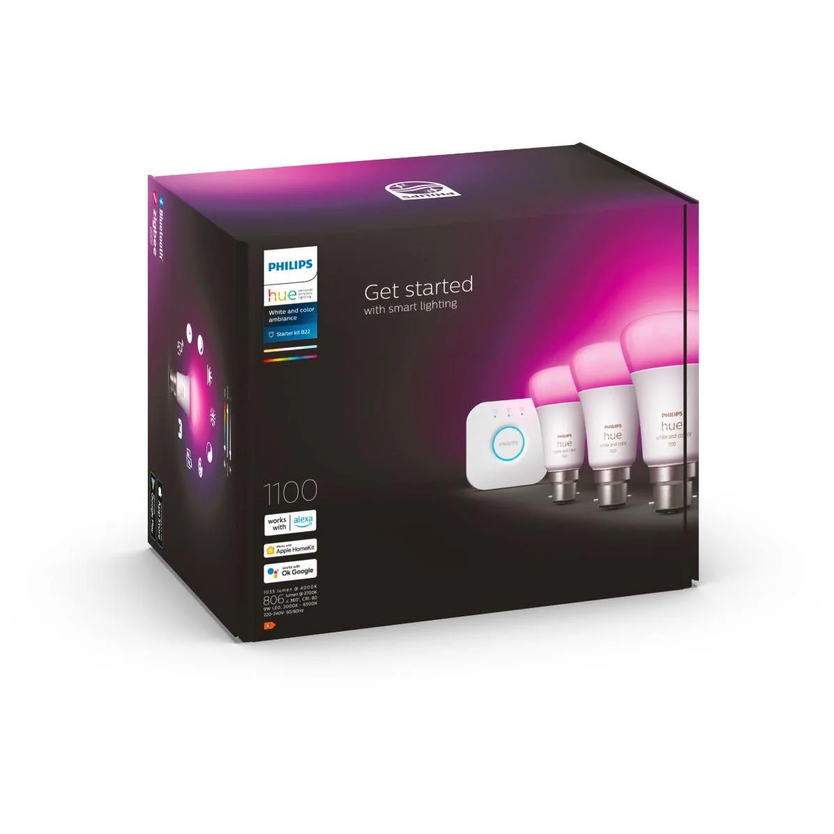 Philips Hue B22 A60 Colour Bluetooth Starter Kit [2022] - Image 2