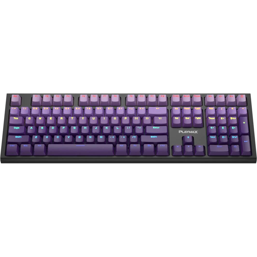 Playmax PRO RGB Mechanical Gaming Keyboard (Black) [Bonus Purple Key Caps] - Image 3