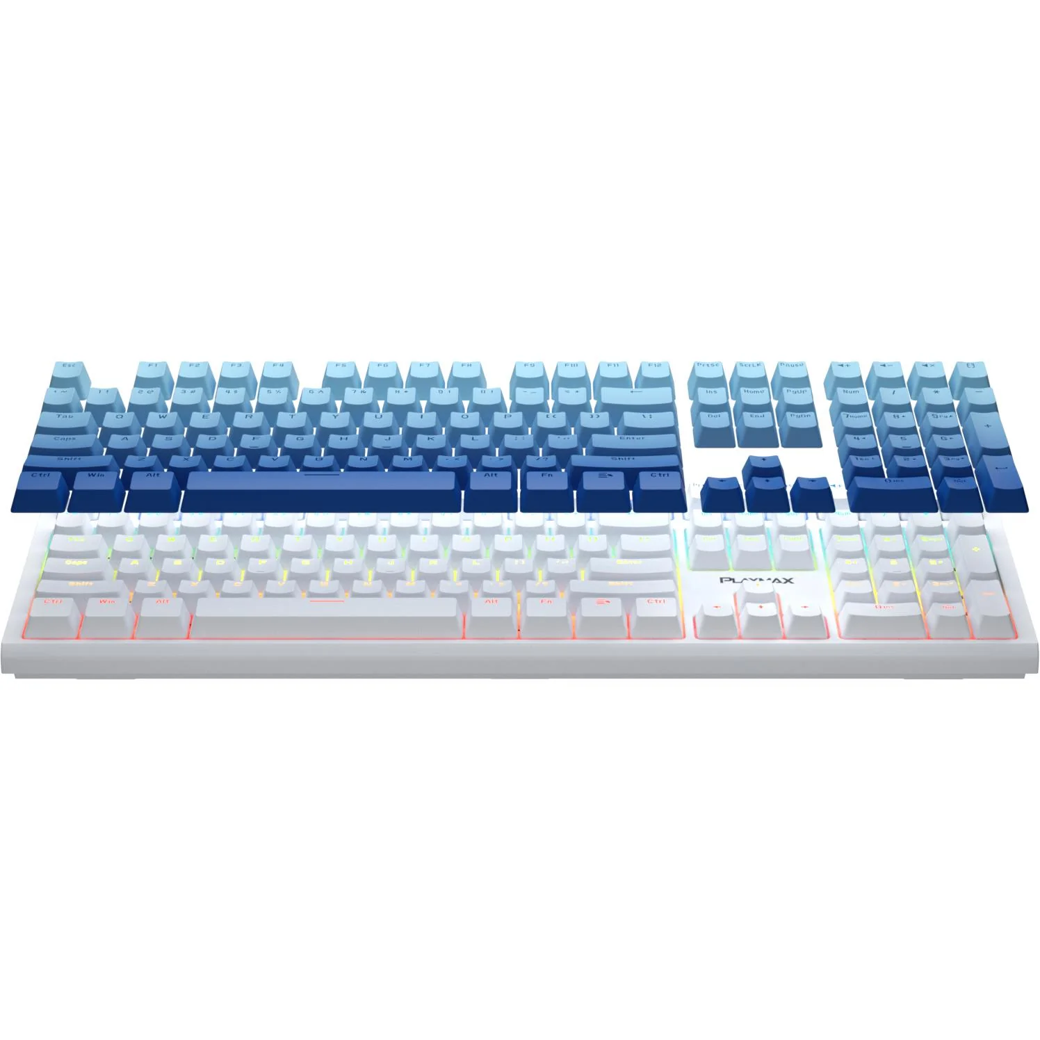 Playmax PRO RGB Mechanical Gaming Keyboard (White) [Bonus Blue Key Caps] - Image 3