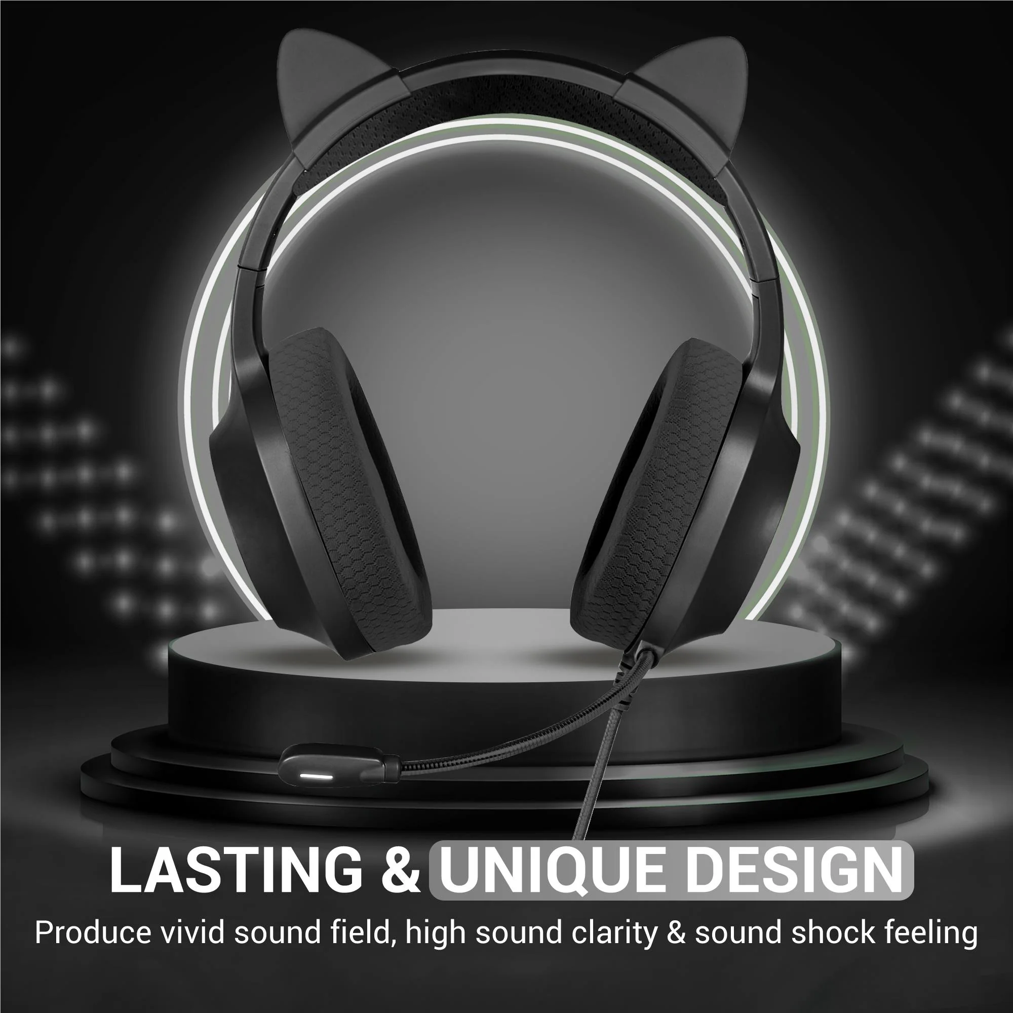 Playmax RGB Cat Ear Gaming Headset (Black) - Image 4