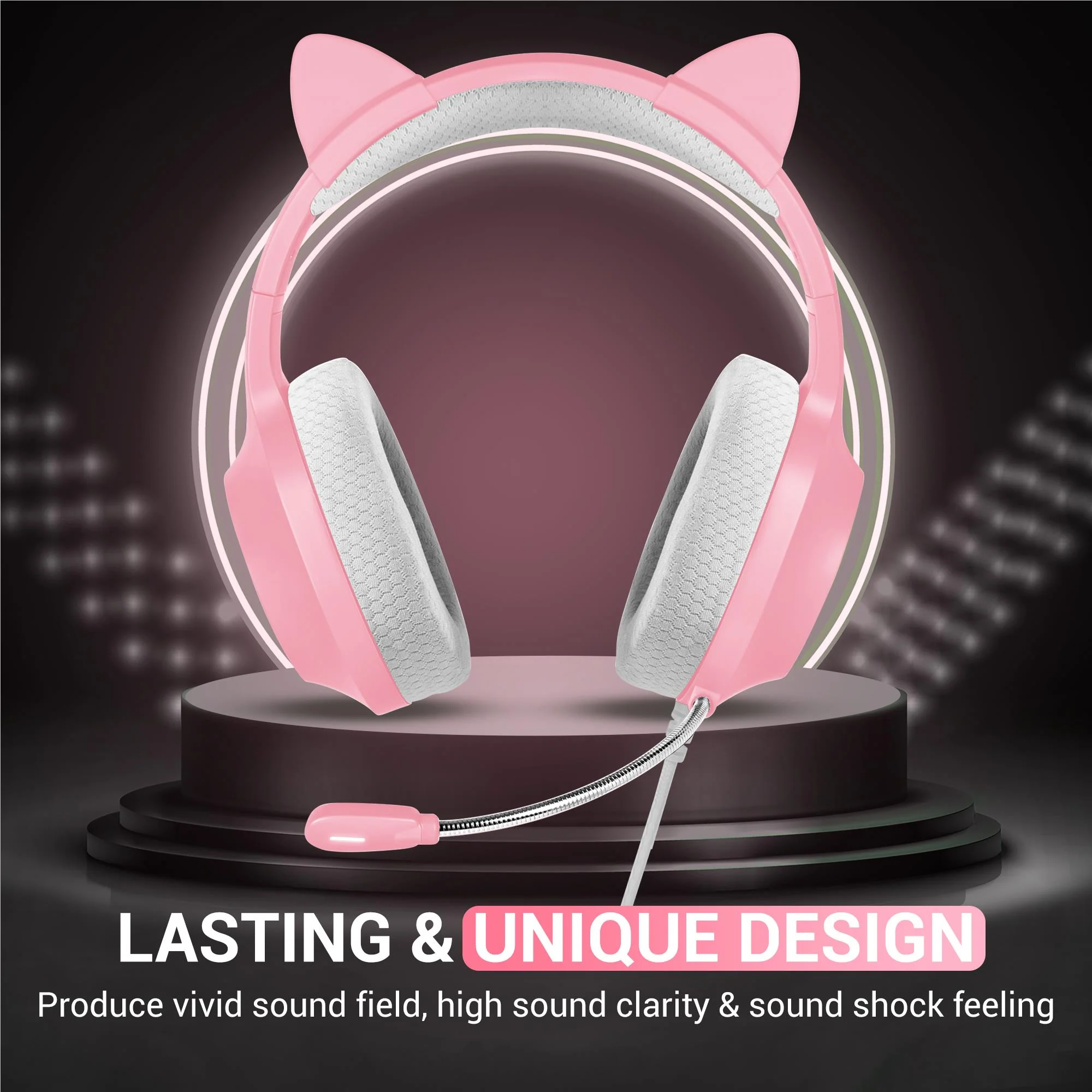 Playmax RGB Cat Ear Gaming Headset (Pink) - Image 4