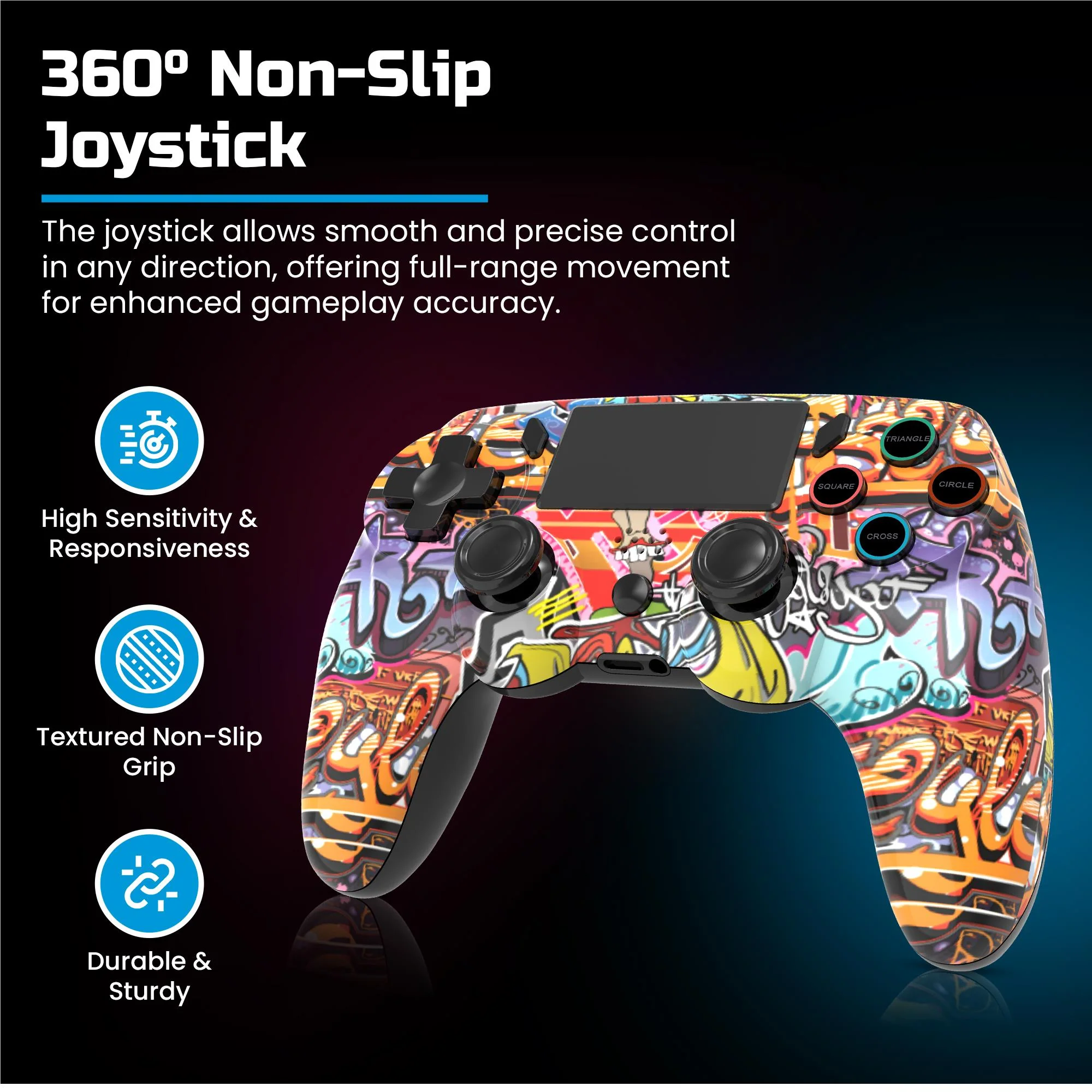 Playmax Wireless Controller V2 for PlayStation 4 (Graffiti) - Image 3