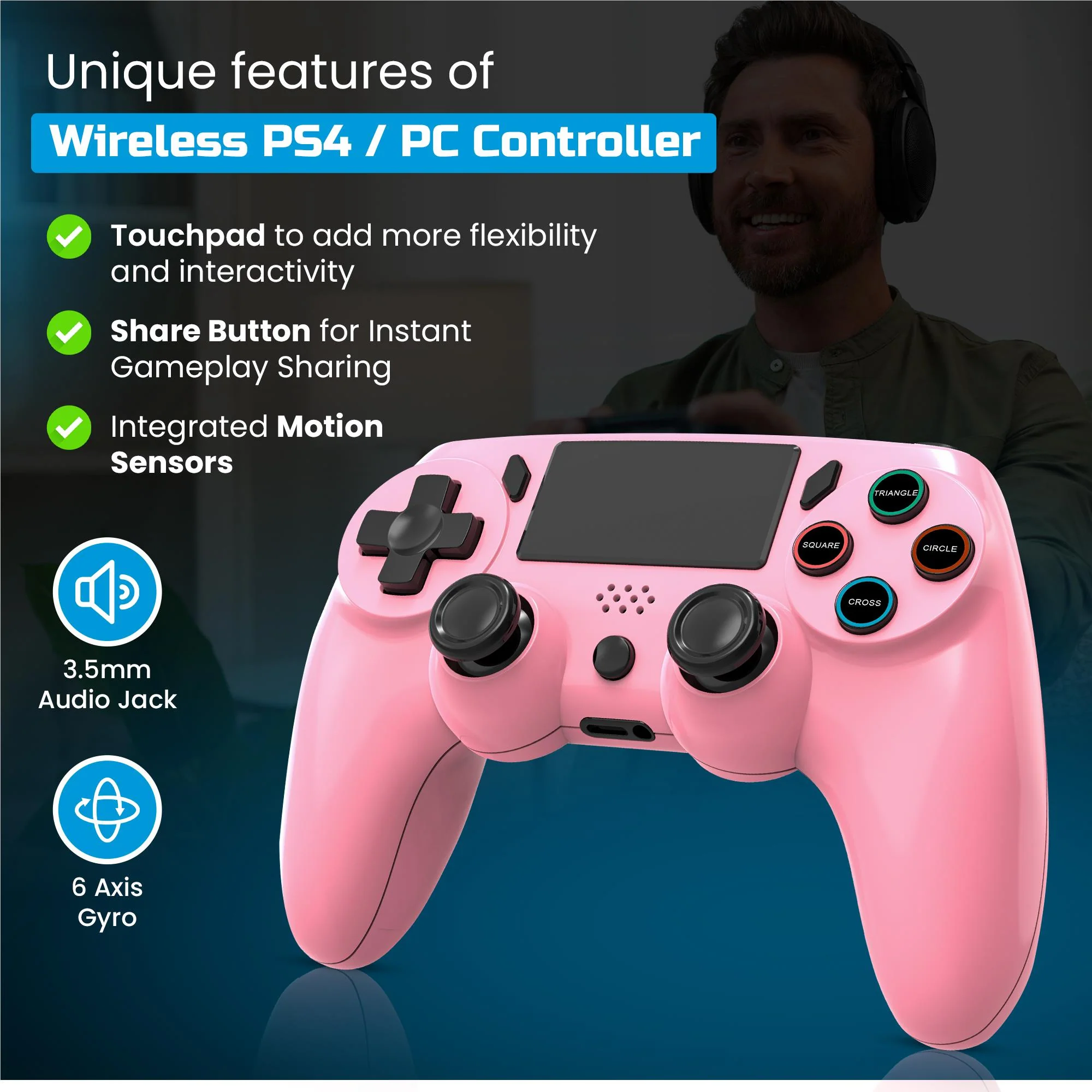 Playmax Wireless Controller V2 for PlayStation 4 (Pink) - Image 4