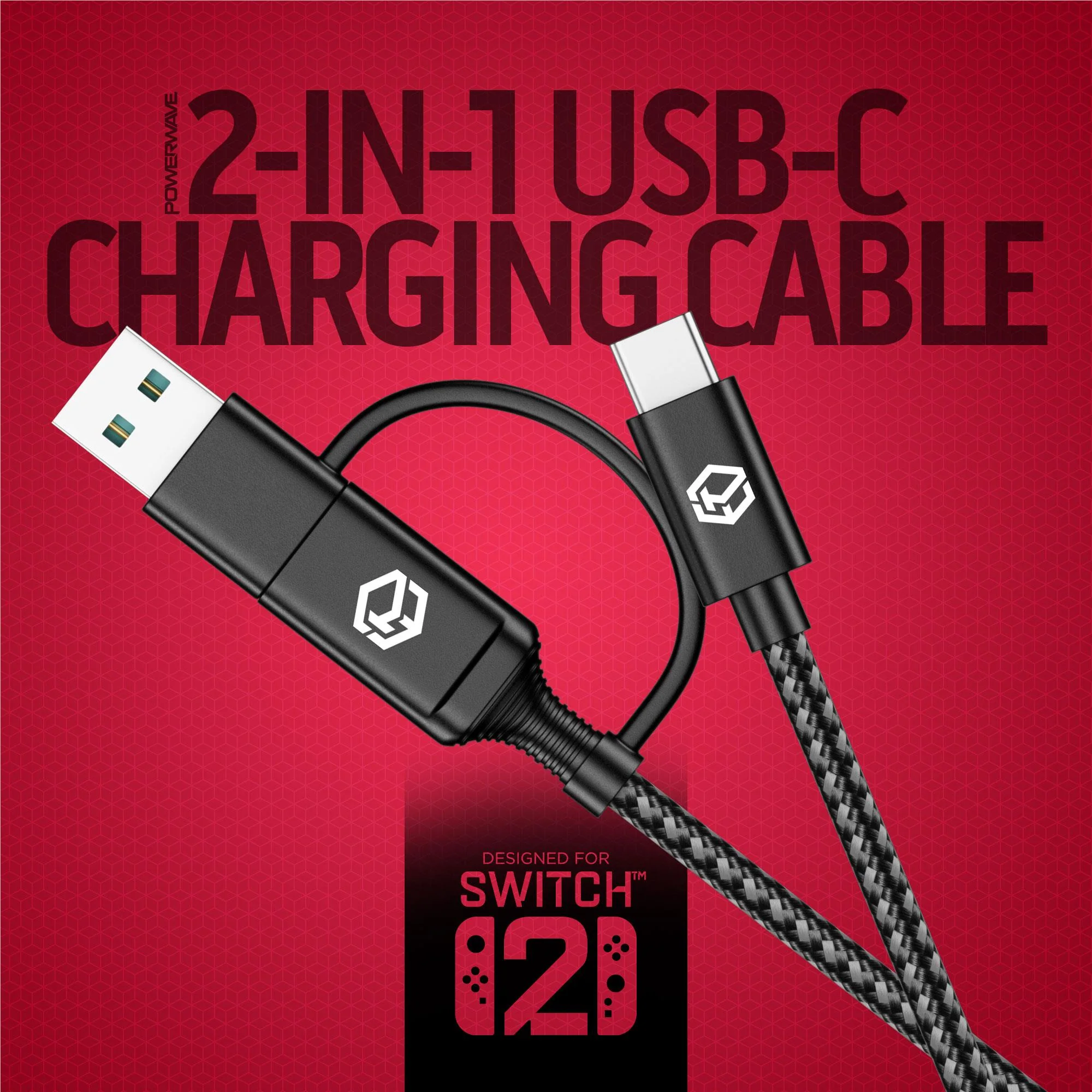 Powerwave 2-in-1 2m USB-C Charging Cable with USB-A Adapter for Nintendo Switch 2 - Image 5