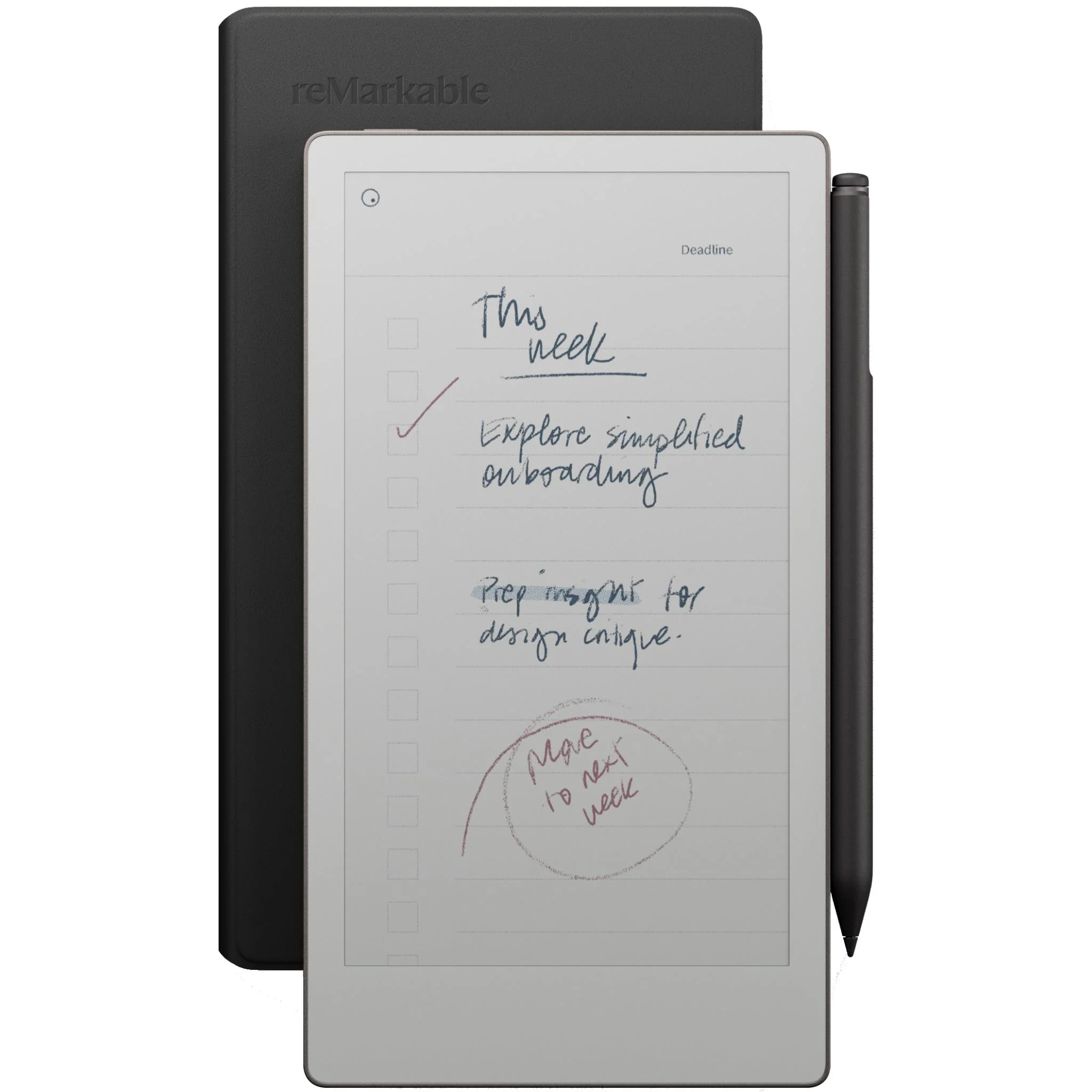 reMarkable PaperPro Move with MarkerPlus & Premium Leather Book Folio (Black)
