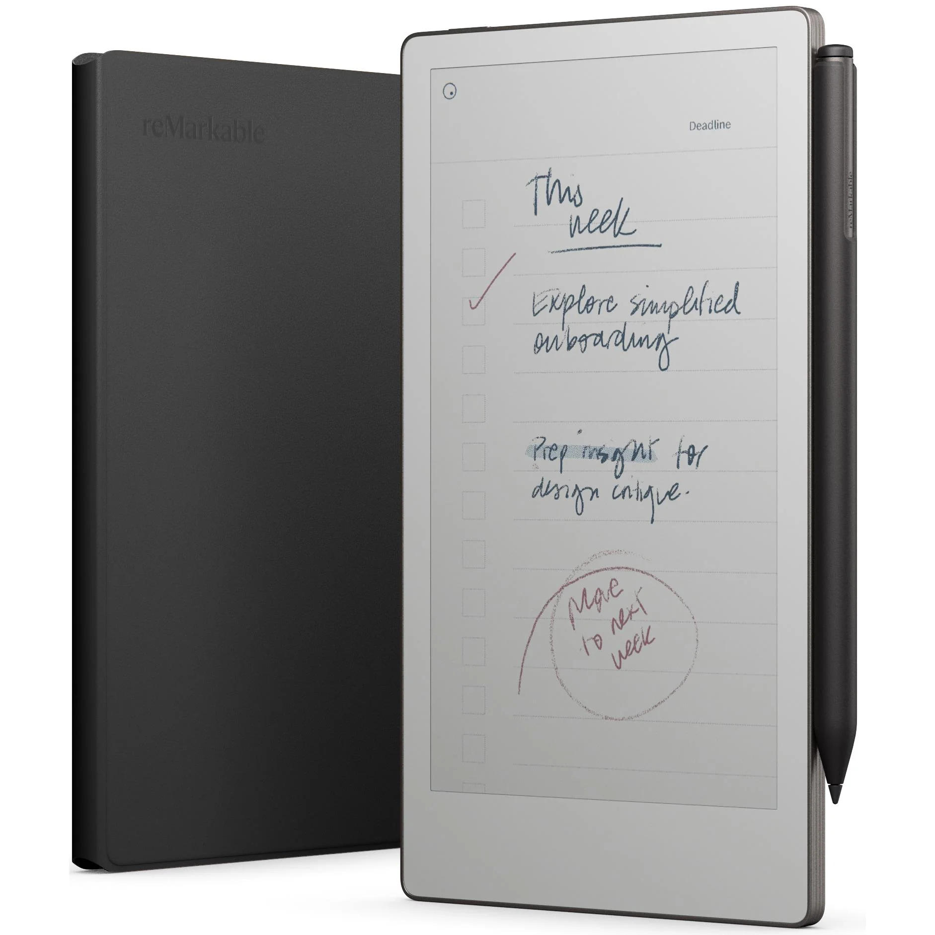 reMarkable PaperPro Move with MarkerPlus & Premium Leather Book Folio (Black) - Image 2