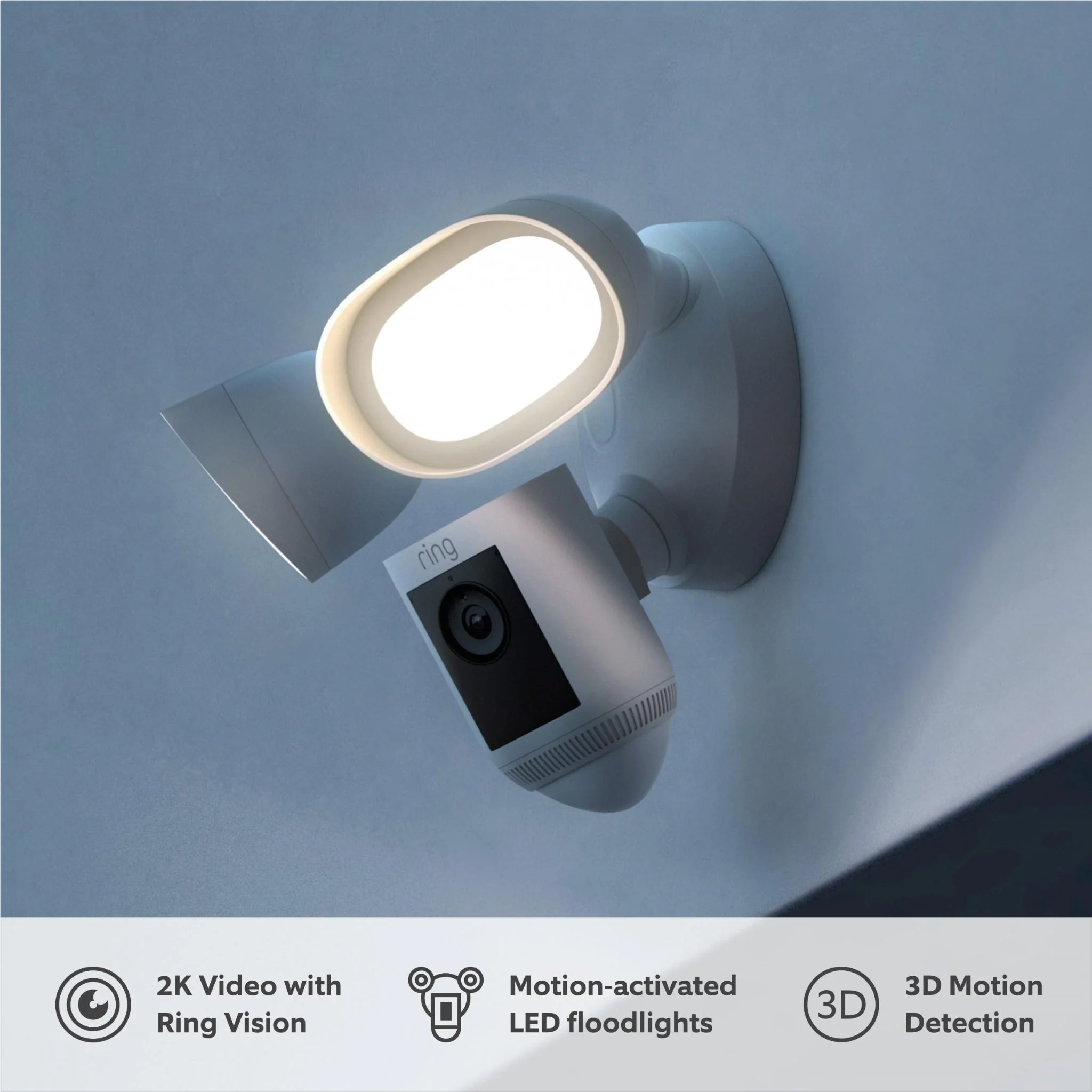 Ring Floodlight Security Camera Pro 2K Wired (White) - Image 2