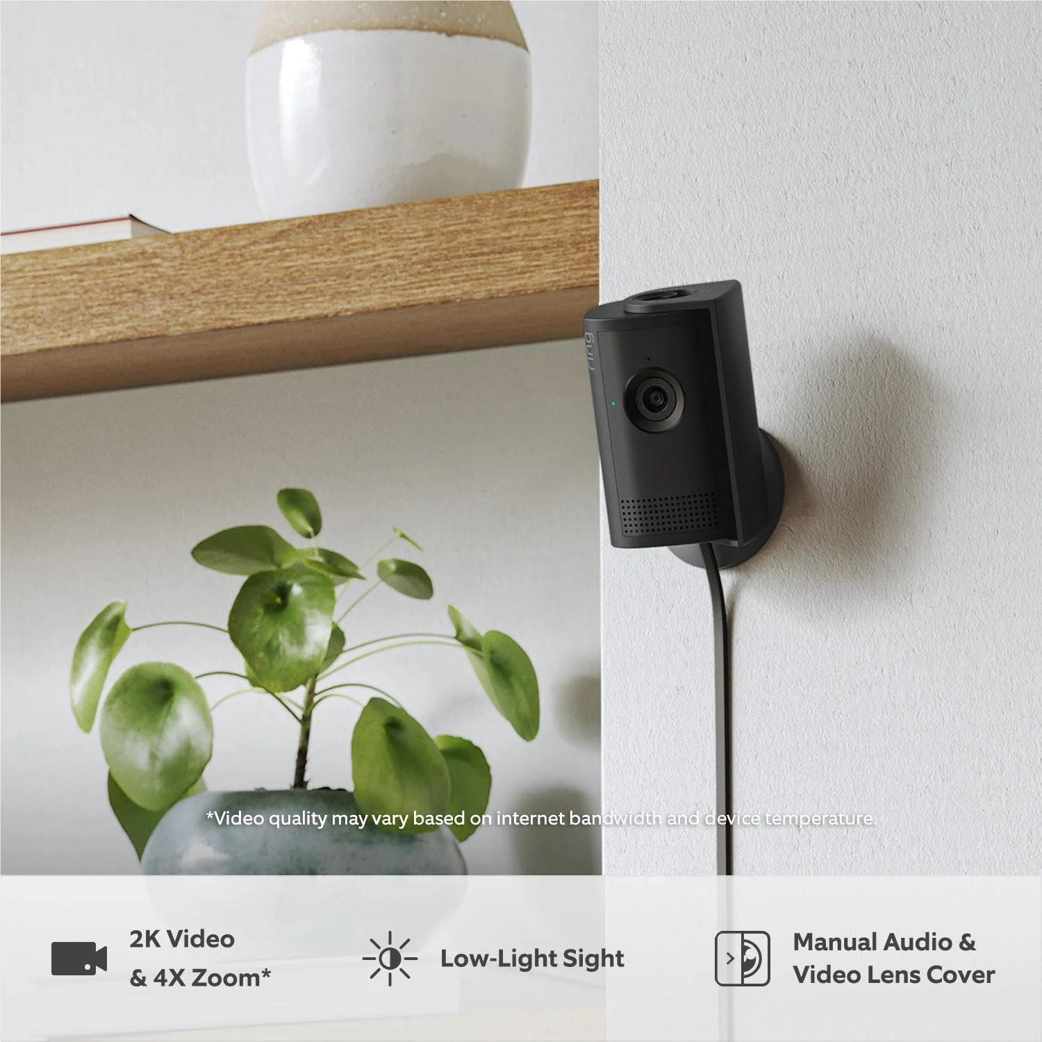 Ring Indoor Cam Plus Plug-In Security Camera (Black) - Image 3