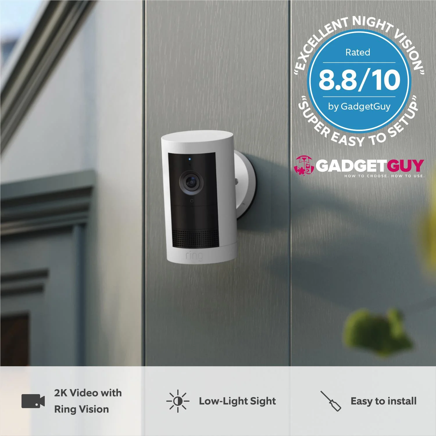 Ring Outdoor Security Camera Plus 2K Battery (White) - Image 3