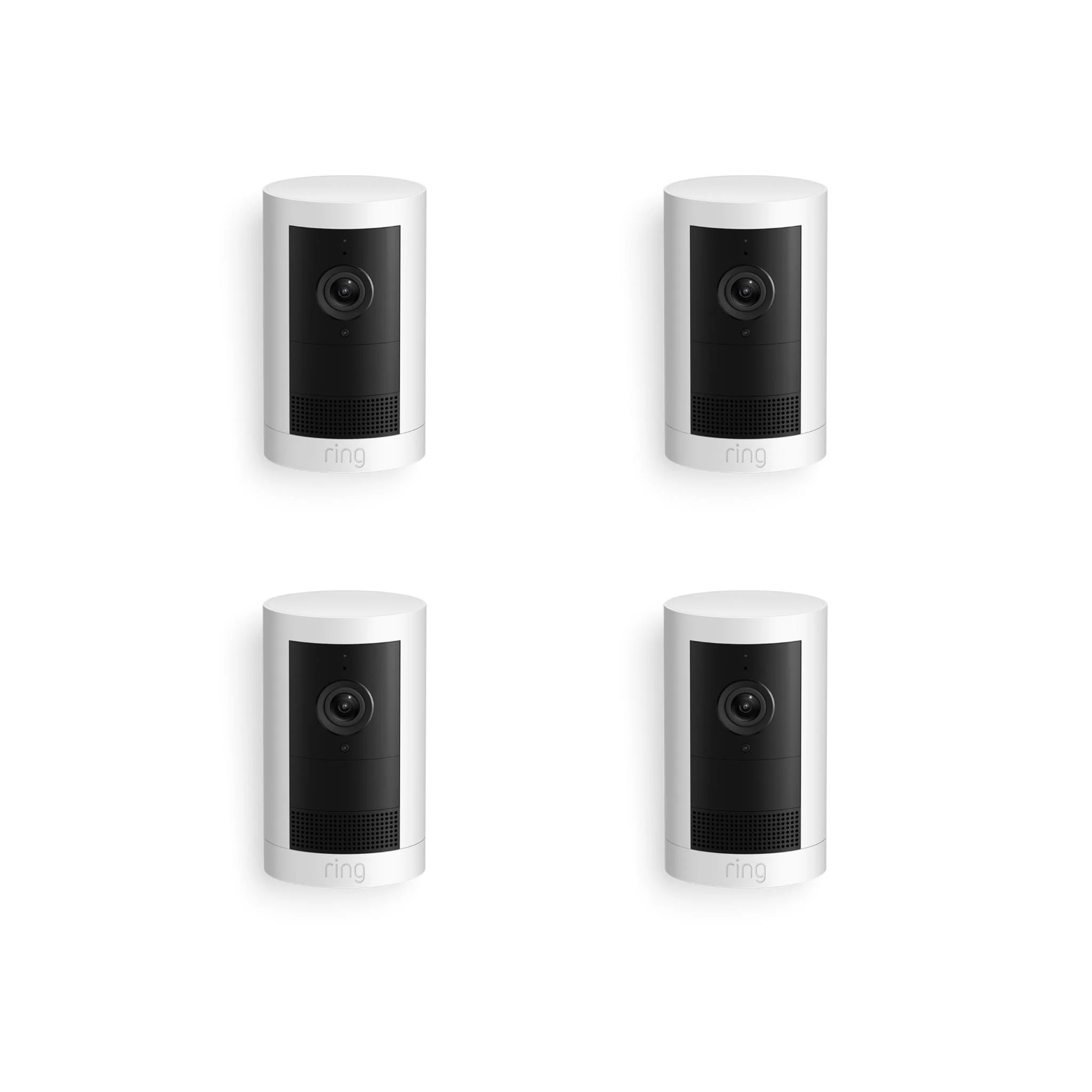 Ring Outdoor Security Camera Plus 2K Battery (White) [4 Pack]