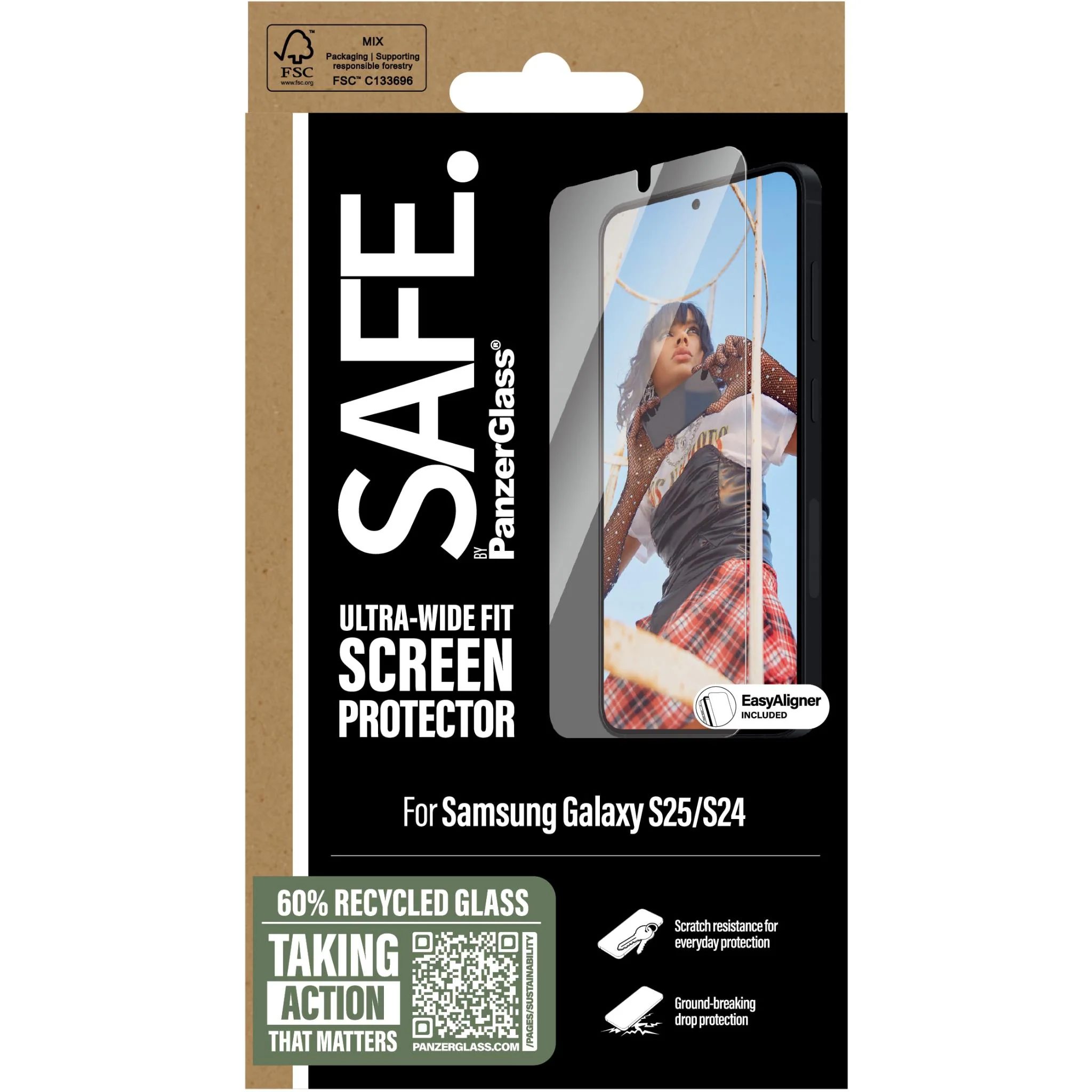 SAFE by Panzer UltraWide Fit Screen Protector with EasyAligner for Samsung Galaxy S25/S24 - Image 3