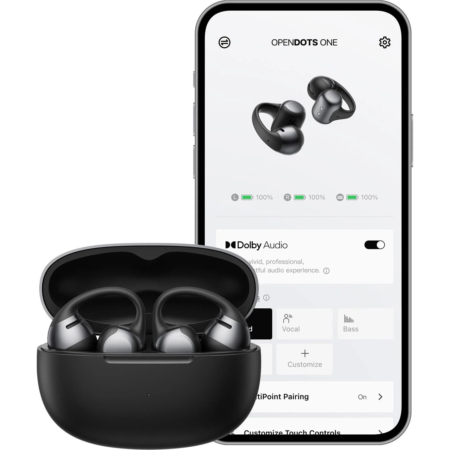 Shokz OpenDots One Open-Ear TWS Earbuds (Black) - Image 2