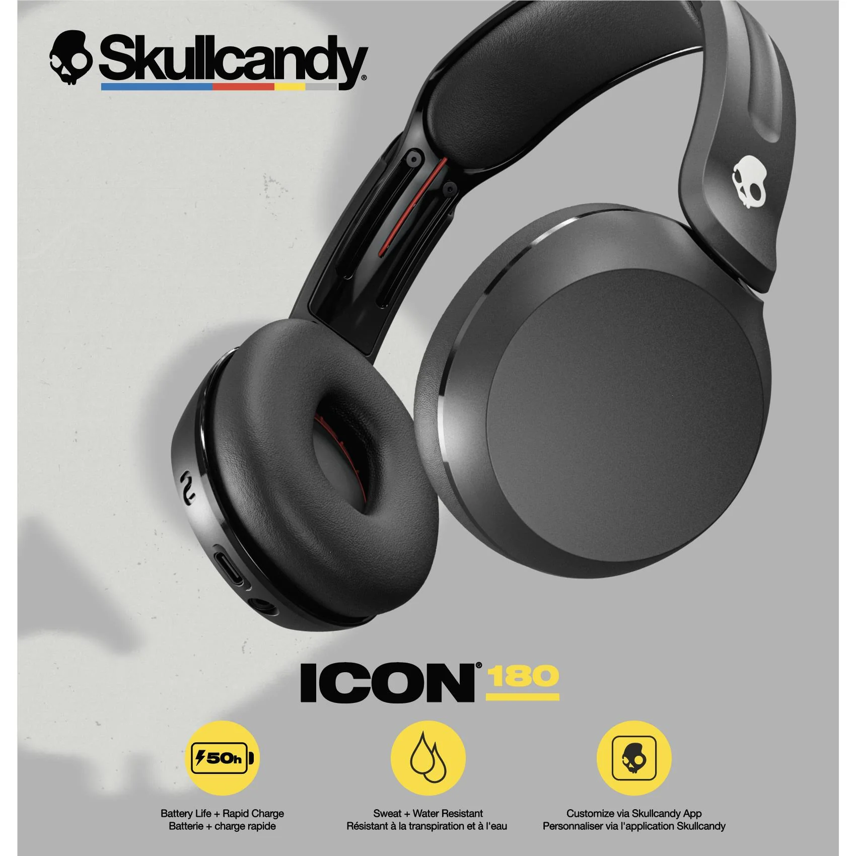 Skullcandy Icon 180 Wireless Over-ear Headphones (True Black) - Image 10