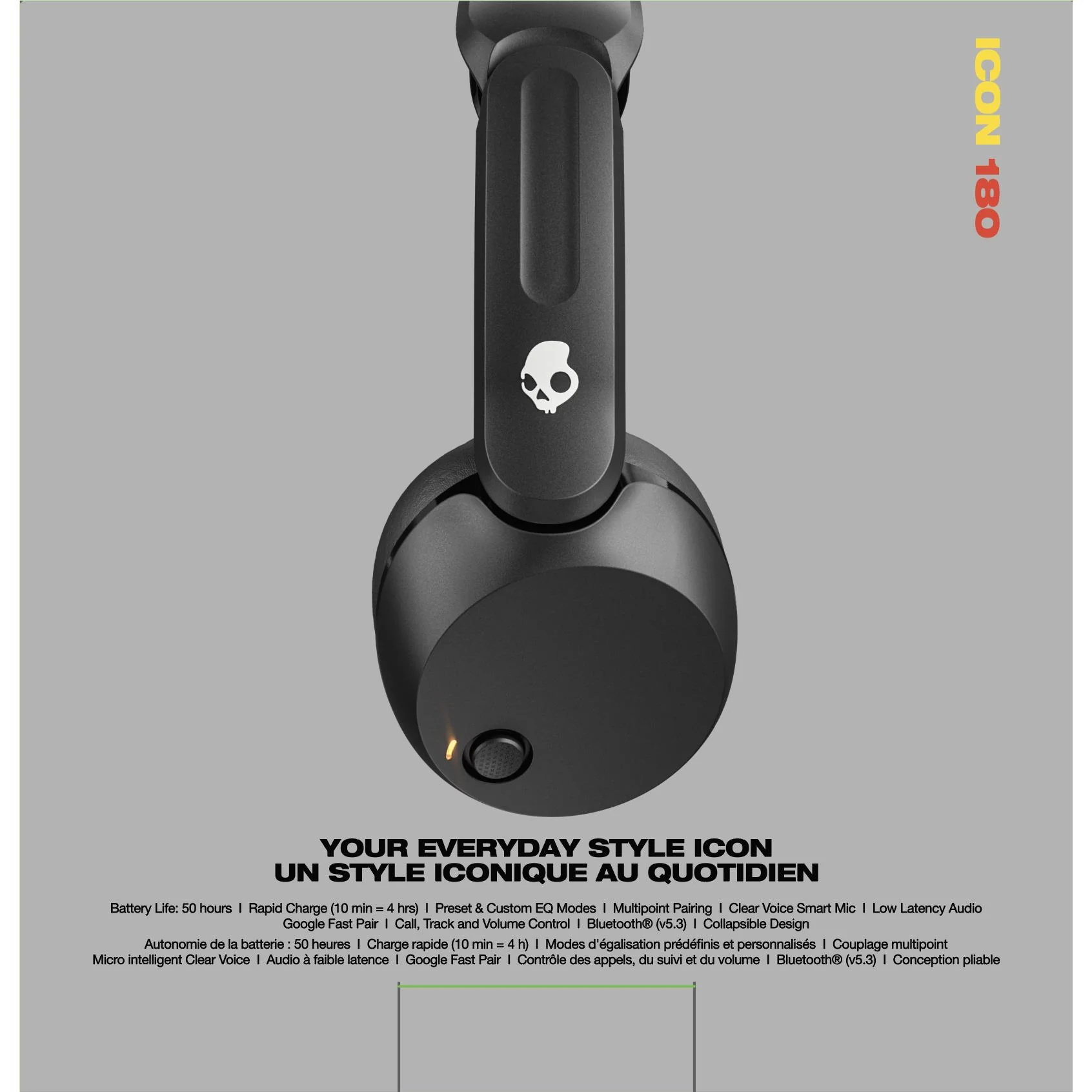 Skullcandy Icon 180 Wireless Over-ear Headphones (True Black) - Image 8