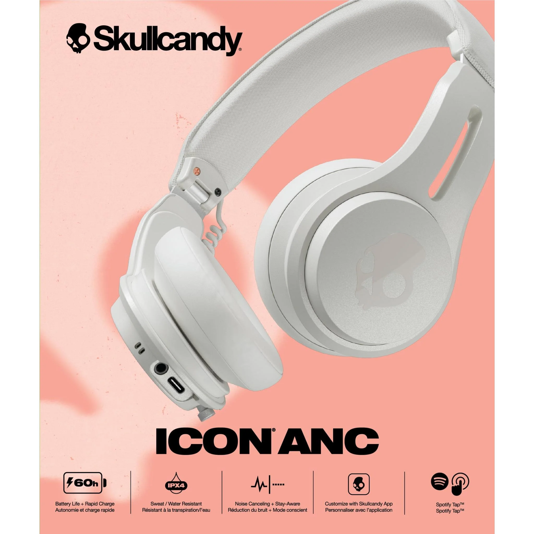 Skullcandy Icon ANC Wireless On-Ear Headphones (Bone Orange) - Image 12
