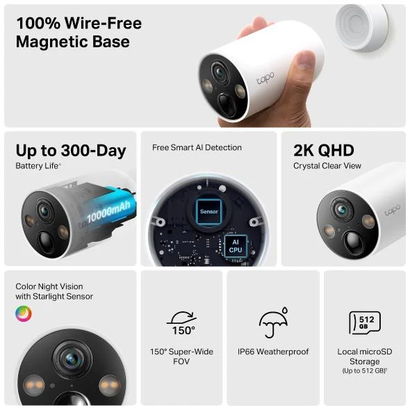 Tapo C425 Smart Wire-Free Security Camera (4 Pack) - Image 5