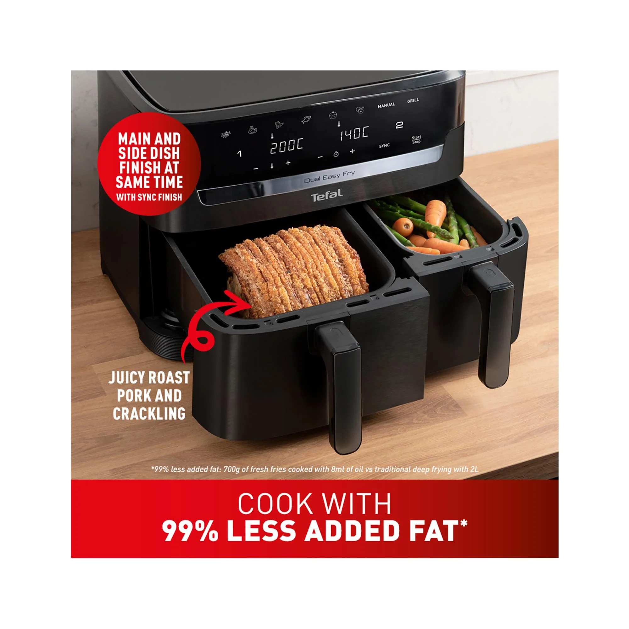 Tefal Dual Easy Fry Essential 8.3L Air Fryer (Black) - Image 6