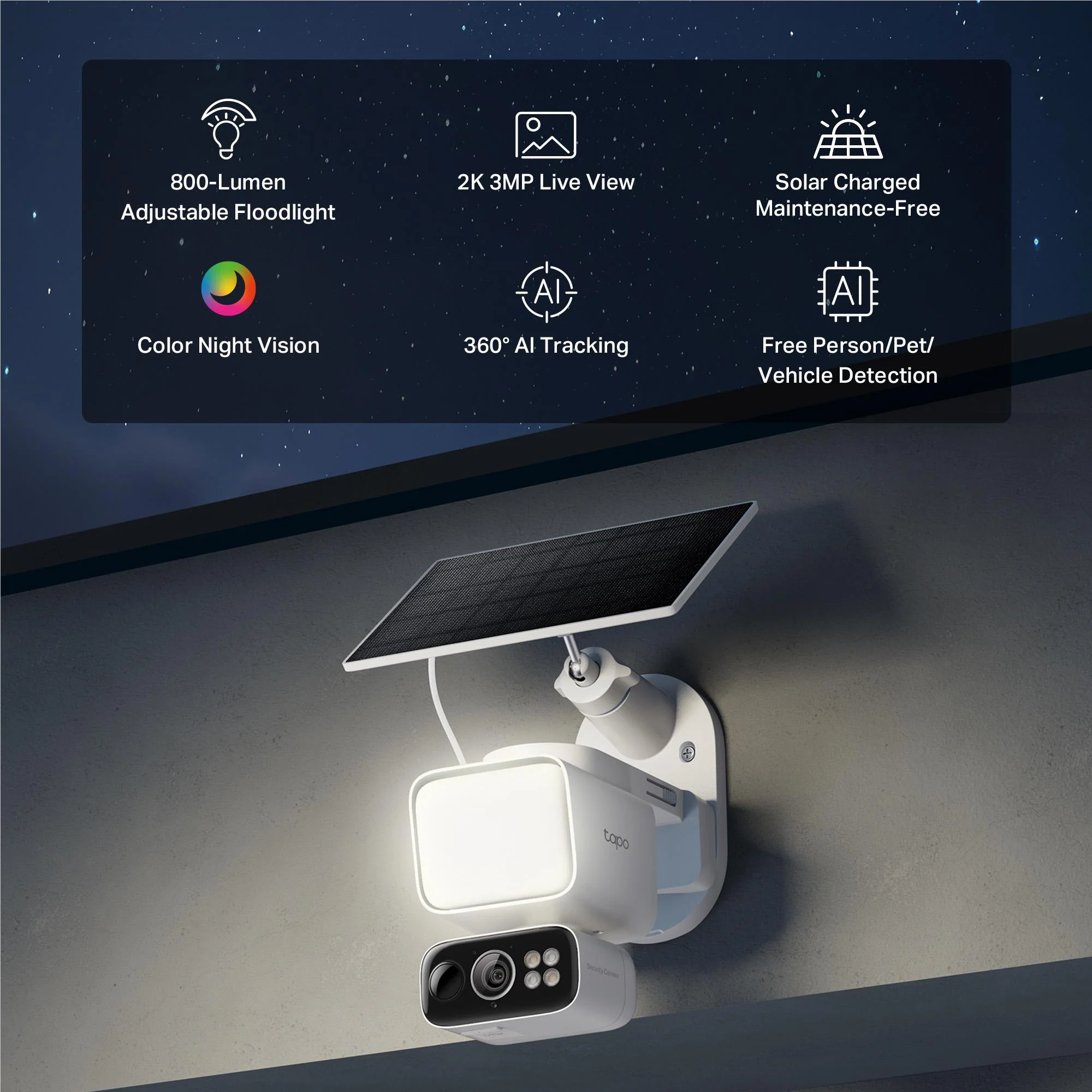 TP-Link Tapo C615F Solar-Powered Floodlight Pan/Tilt Security Camera Kit - Image 4
