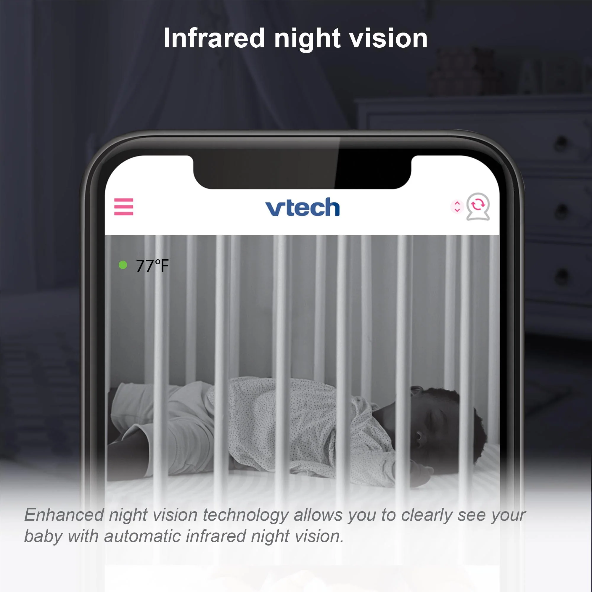 VTech RM9751 Smart Wi-Fi HD Baby Camera - Image 3