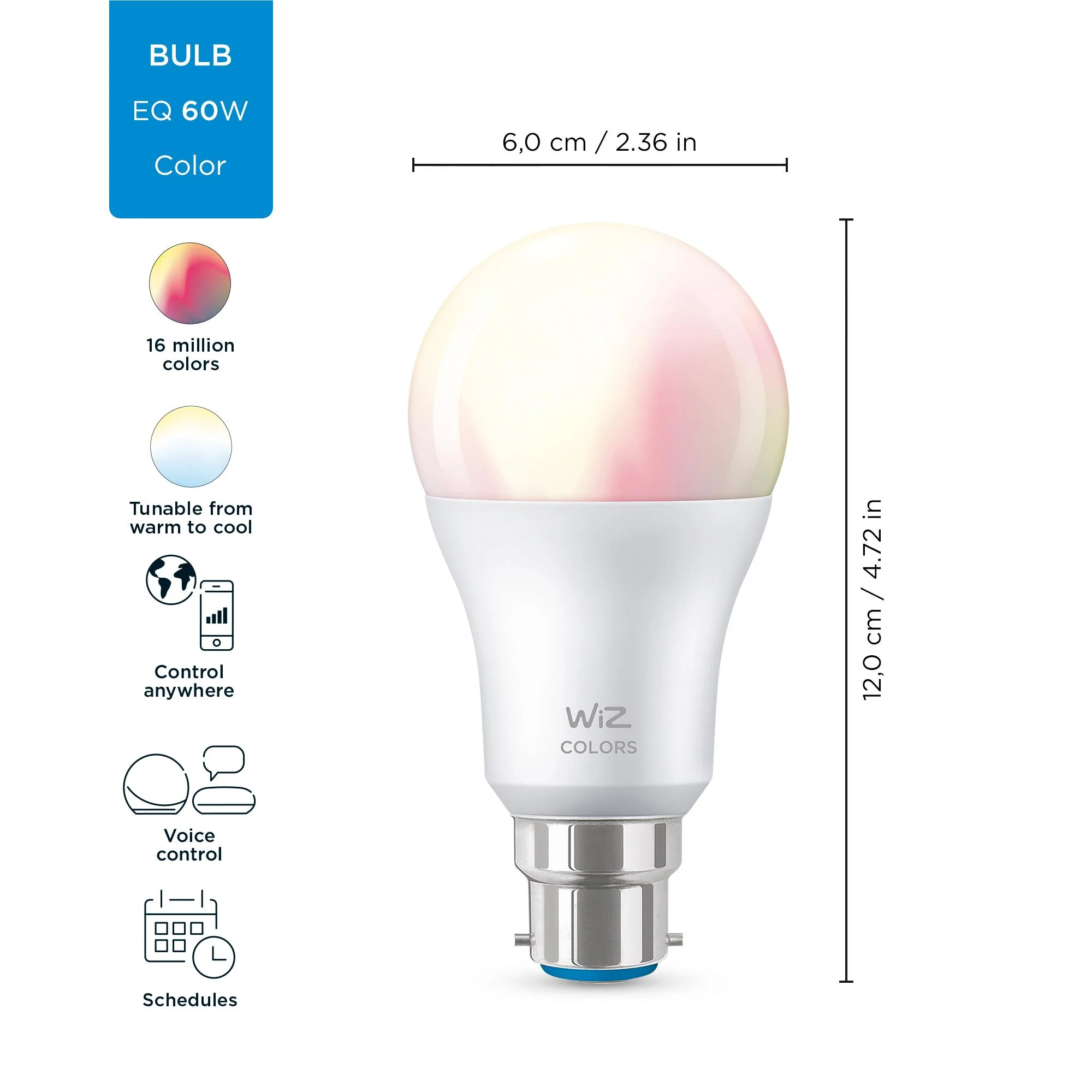 WiZ Colour A60 B22 Smart Bulb [Gen 2] - Image 4