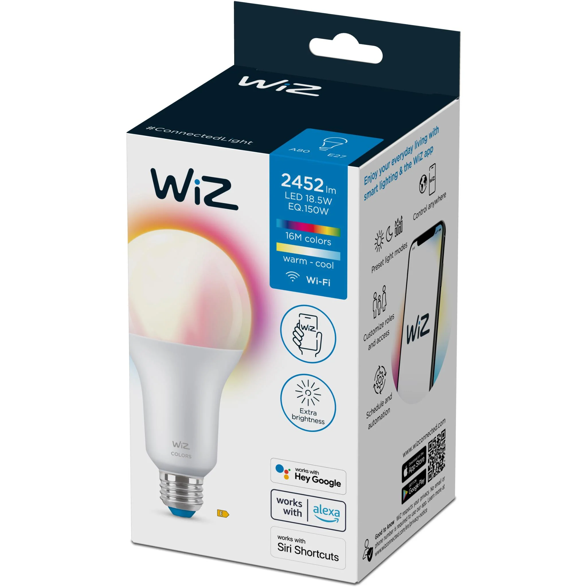 Wiz Colour High Lumen 18.5W A80 E27 Smart Bulb - Image 3