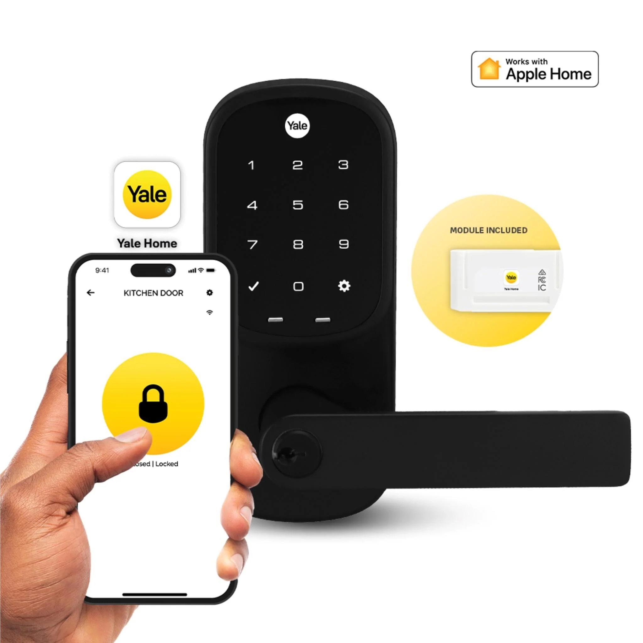 Yale Assure Keyed Digital Lever Keyed Lock (Matte Black) - Image 2